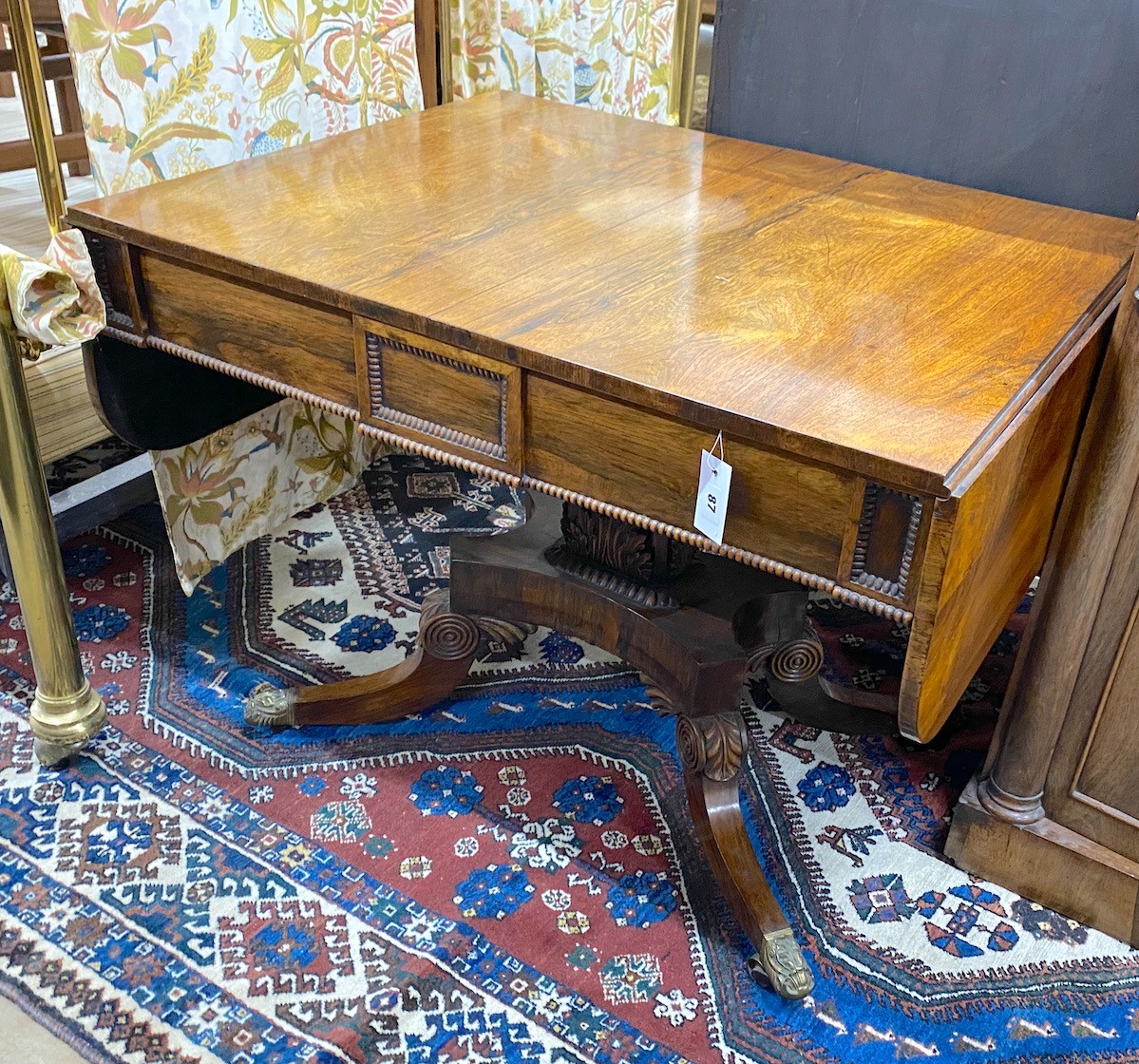 A Regency rosewood sofa table, width 92cm, depth 71cm, height 71cm
